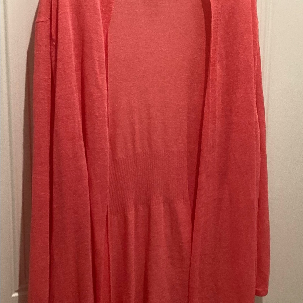 Lightweight Coral Open-Front Women's Cardigan Sweater